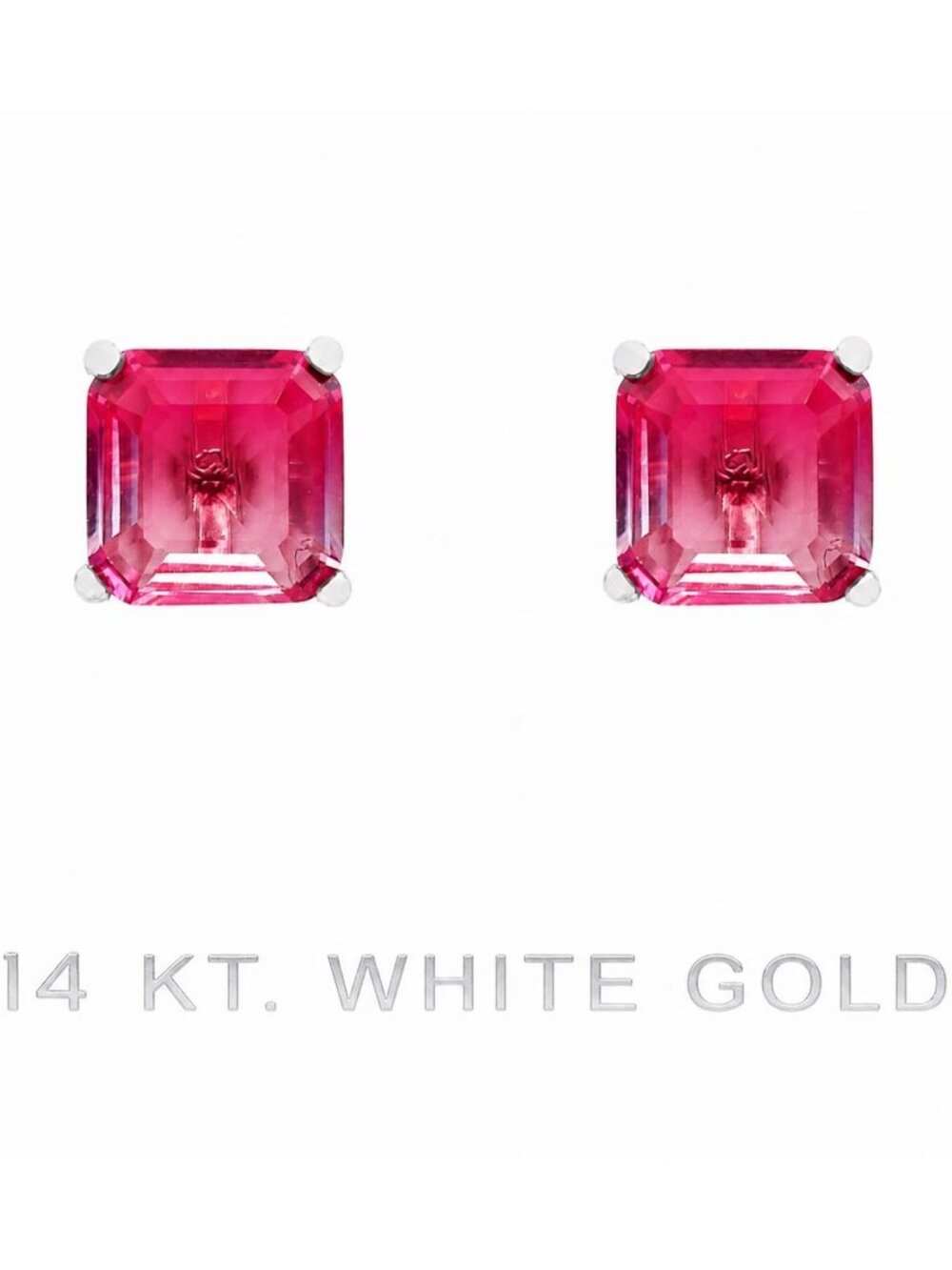 Created 2.20 Cts Pink Tourmaline Stud Earrings SOLID 14k Gold